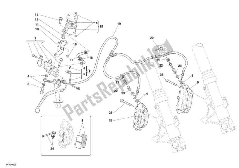 Todas las partes para Sistema De Freno Delantero de Ducati Monster S4 RS USA 1000 2006